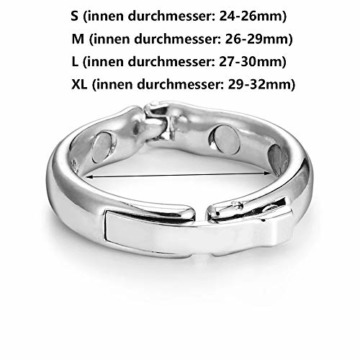 ChicLSQ 4 Größe Penis Vorhaut Ring Metall Zurückhalte mit 6 Magneten Magnetverschluss Verstellbarer Eichelring Penisring für Männer die Behandlung von Vorhaut mit Magnet-Therapie (M (26-29mm)) - 2